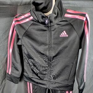 Childrens Adidas Black and Pink Track suit 2 pc 3T